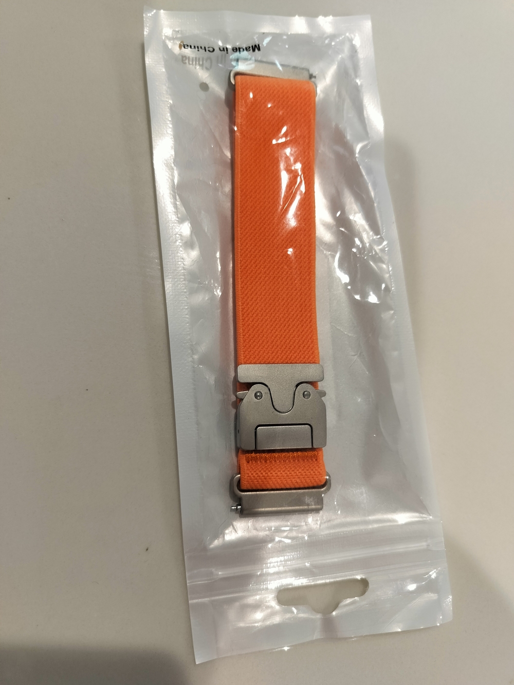 Orange Nylon Watch Band with Silver Buckle
